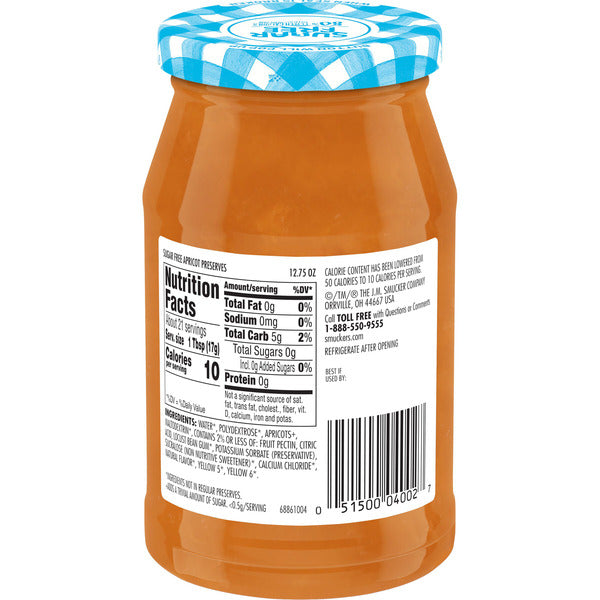 Smucker's Sugar Free Apricot Preserves Sweetened with Splenda