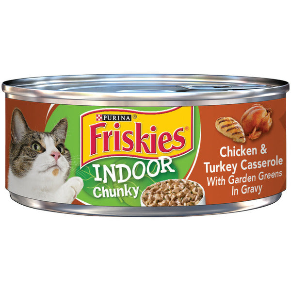 Purina Friskies Indoor Gravy Wet Cat Food, Indoor Chunky Chicken & Turkey Casserole In Gravy