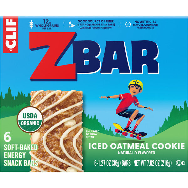 ZBAR Iced Oatmeal Cookie, Soft-Baked Energy Snack Bars, Organic Granola Bars 7.62 oz