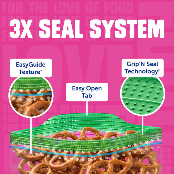 Ziploc Snack Bags with EasyGuide™ Texture, Grip ’n Seal Technology™