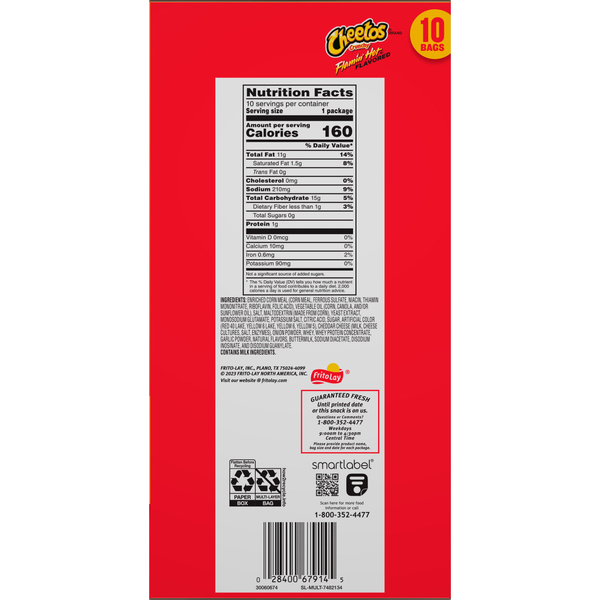 Cheetos Cheese Flavored Snacks, Flamin' Hot Flavored, Crunchy