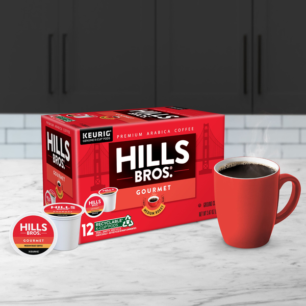 Hills Bros. K-Cup Pods Ground Premium Arabica Medium Roast Gourmet Coffee