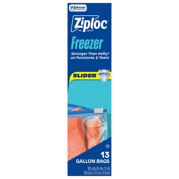 Ziploc Gallon Freezer Slider Bags, Power Shield™ Technology for More Durability