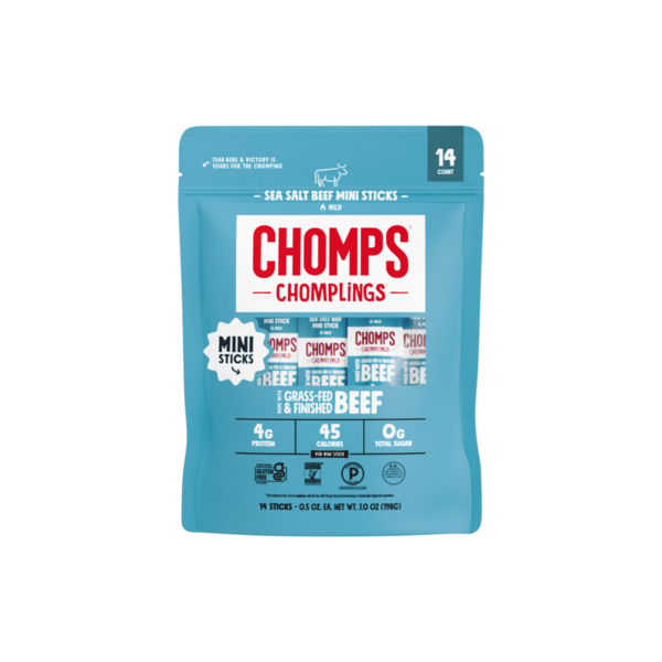 Chomps Mini Grass-Fed Sea Salt Beef Chomplings 14 Pack