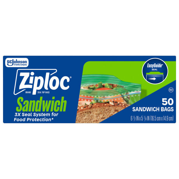 Ziploc Sandwich Bags with EasyGuide™ Texture, Grip ’n Seal Technology™