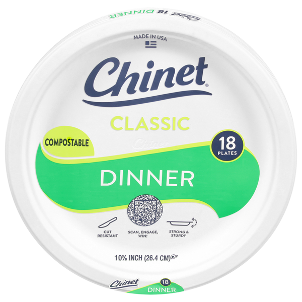 Chinet Plates, Dinner, Classic, Compostable