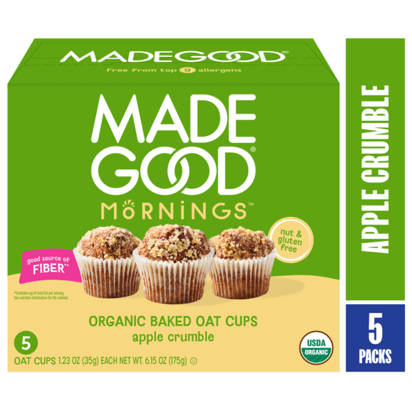 MadeGood Mornings Organic Baked Oat Cups Apple Crumble