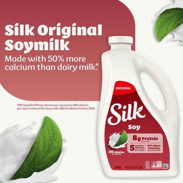 Silk Soy Milk, Original, Dairy Free, Gluten Free, Delicious Plant Based Milk with 5 Essential Nutrients, 96 fl oz Bottle