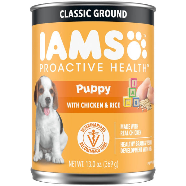 IAMS Proactive Health Puppy Wet Dog Food Classic Ground with Chicken and Rice