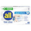 All Fabric Softener Dryer Sheets, Free Clear, 80 C...
️