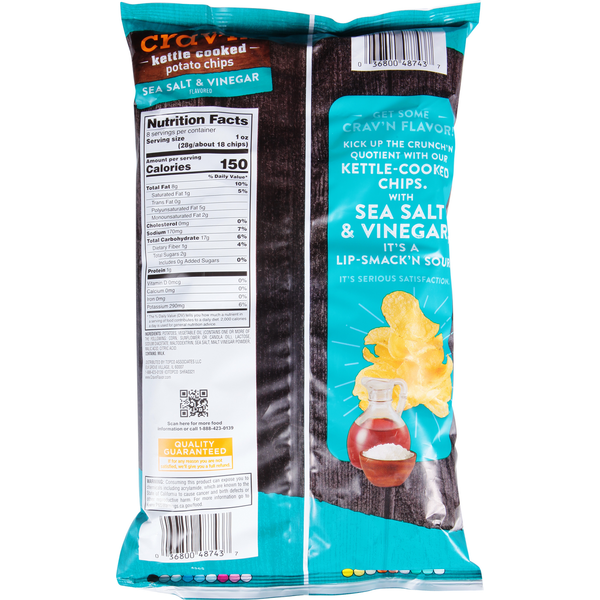 Crav'n Flavor Potato Chips, Sea Salt & Vinegar, Kettle Cooked