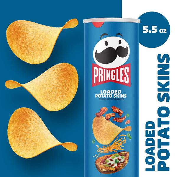 Pringles Loaded Potato Skins Potato Crisps Chips, Lunch Snacks, 5.5 oz