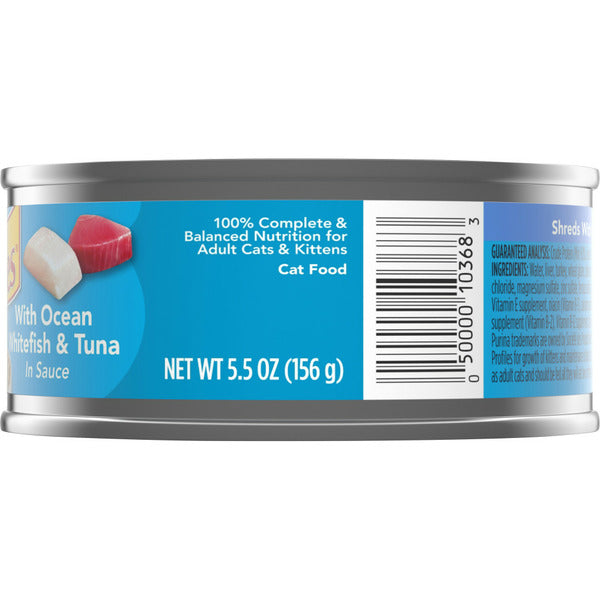 Purina Friskies Wet Cat Food, Shreds With Ocean Whitefish & Tuna in Sauce