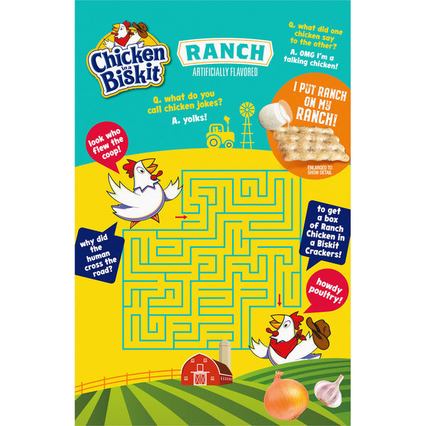 CHICKEN IN A BISKIT Ranch Baked Snack Crackers, Lunch Snacks 7.5 oz