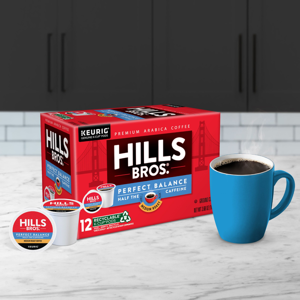 Hills Bros. K-Cup Pods Ground Premium Arabica Medium Roast Perfect Balance Coffee