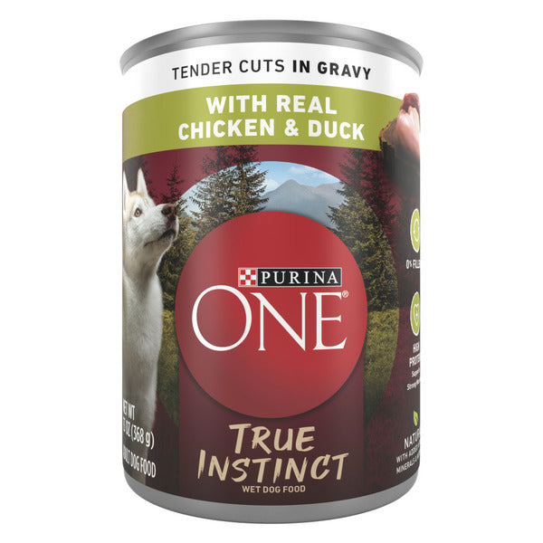 Purina ONE Natural Wet Dog Food Gravy, True Instinct Tender Cuts With Real Chicken and Duck