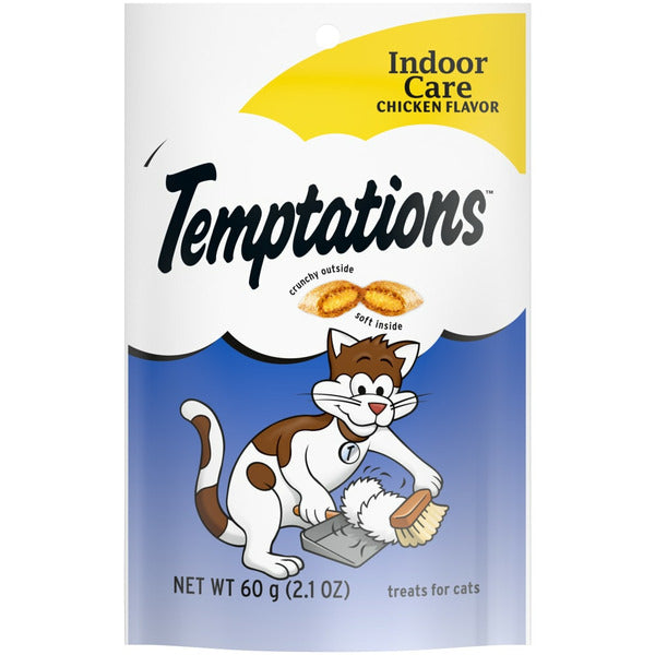 TEMPTATIONS Indoor Care Crunchy and Soft Cat Treats, Chicken Flavor