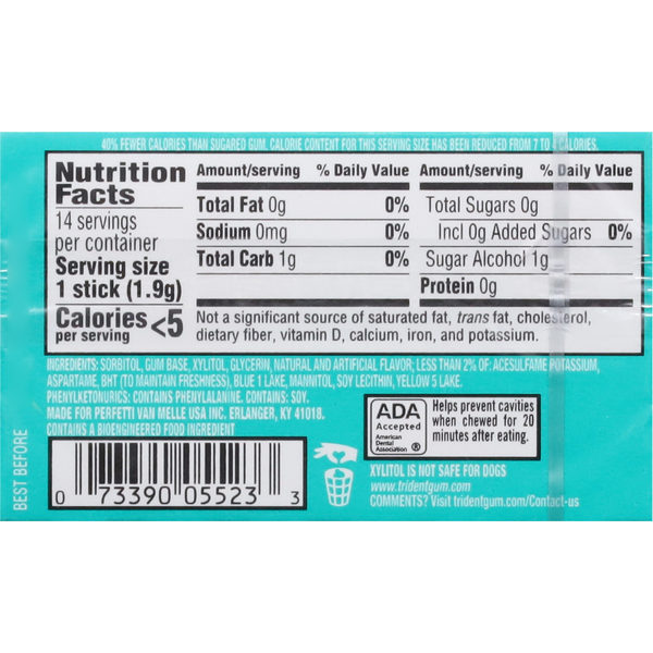 Trident Gum, Sugar Free, Minty Sweet Twist