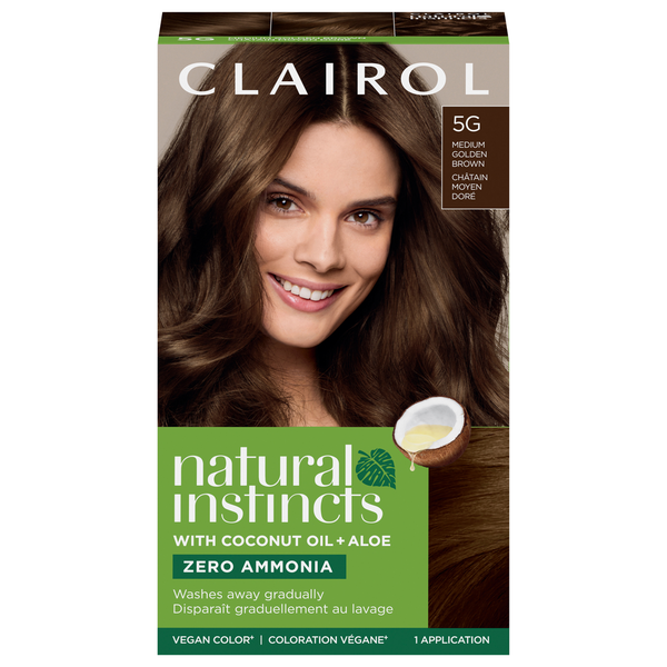 Clairol 5G Medium Golden Brown Zero Ammonia Vegan Hair Color with Coconut Oil + Aloe