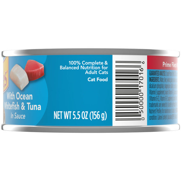 Purina Friskies Wet Cat Food, Prime Filets With Ocean Whitefish & Tuna in Sauce