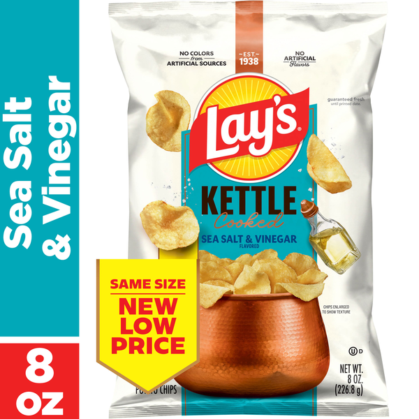Lay's Kettle Cooked Potato Chips, Sea Salt & Vinegar Flavored