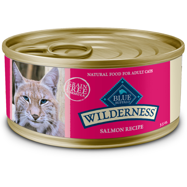 Blue Buffalo Wilderness High Protein Grain Free, Natural Adult Pate Wet Cat Food, Salmon