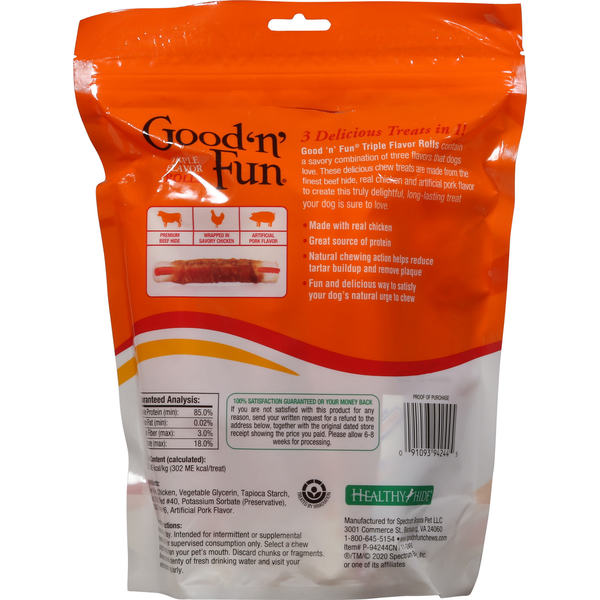 Good 'n' Fun Dog Snacks, Rolls, Triple Flavor