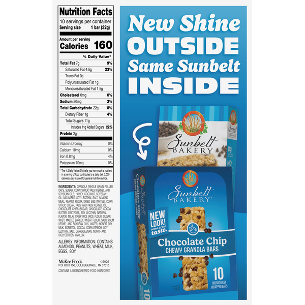 Sunbelt Bakery Fudge Dipped Chewy Chocolate Chip Granola Bars