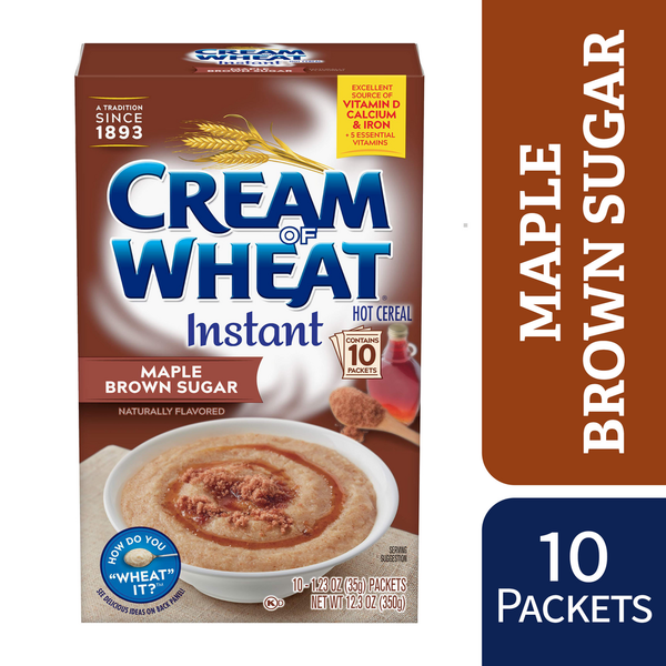 Cream of Wheat Maple Brown Sugar Instant Hot Cereal, Kosher, 10-1.23 OZ Packets