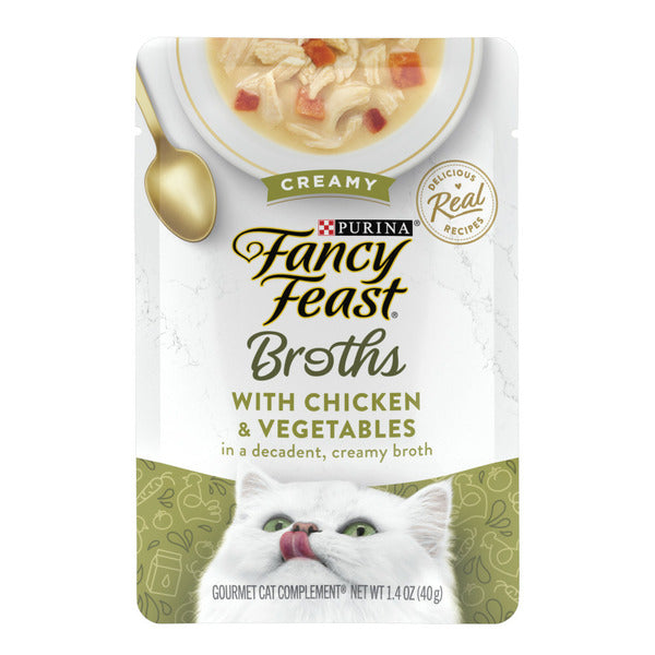 Purina Fancy Feast Lickable Wet Cat Food Broth Topper, Creamy With Chicken and Vegetables