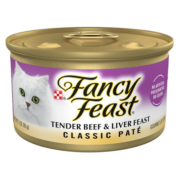 Purina Fancy Feast Tender Beef and Liver Feast Classic Grain Free Wet Cat Food Pate
