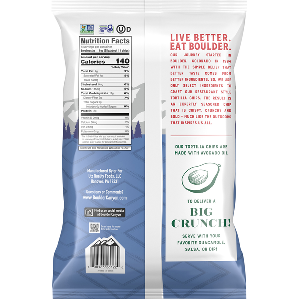 Boulder Canyon Tortilla Chips, Blue Corn