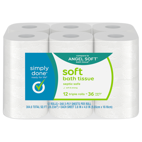 Simply Done Soft 2-Ply Triple Rolls Bath Tissue