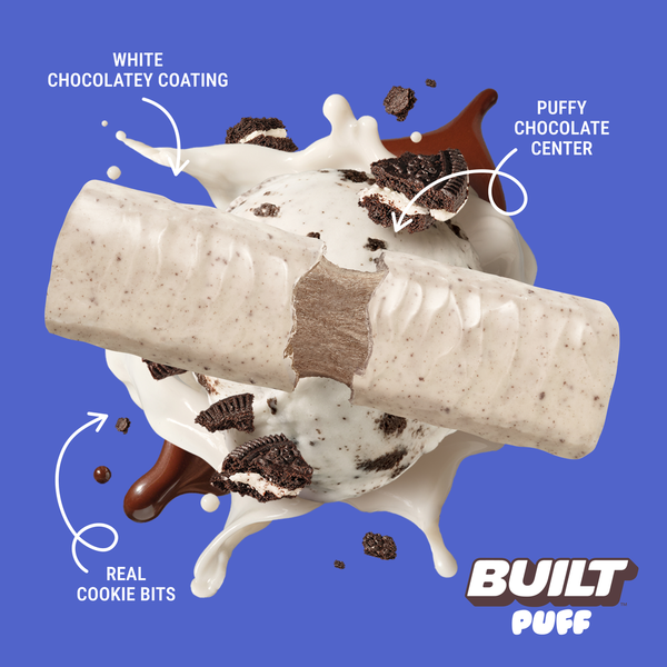 BUILT Puff Protein Bar, Cookies 'N Cream, 4ct Box
