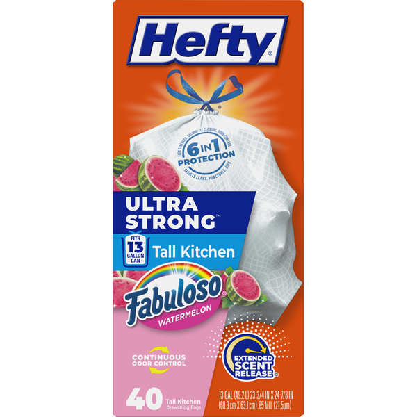 Hefty 13 Gallon Fabuloso Watermelon Tall Kitchen Drawstring Bags
