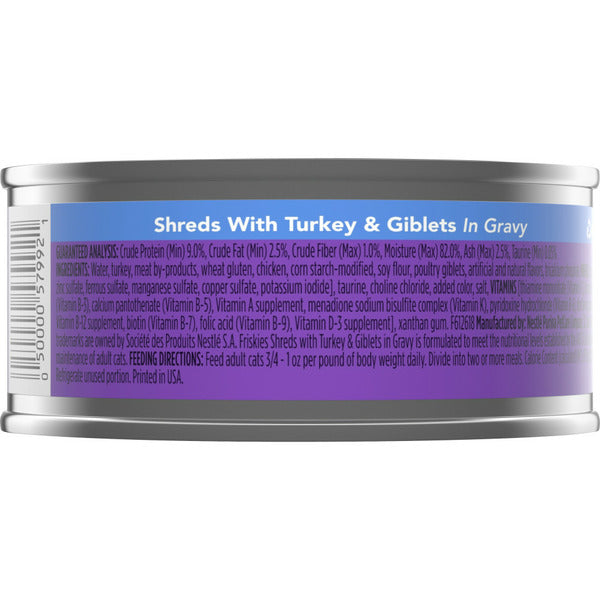 Purina Friskies Gravy Wet Cat Food, Shreds With Turkey & Giblets in Gravy