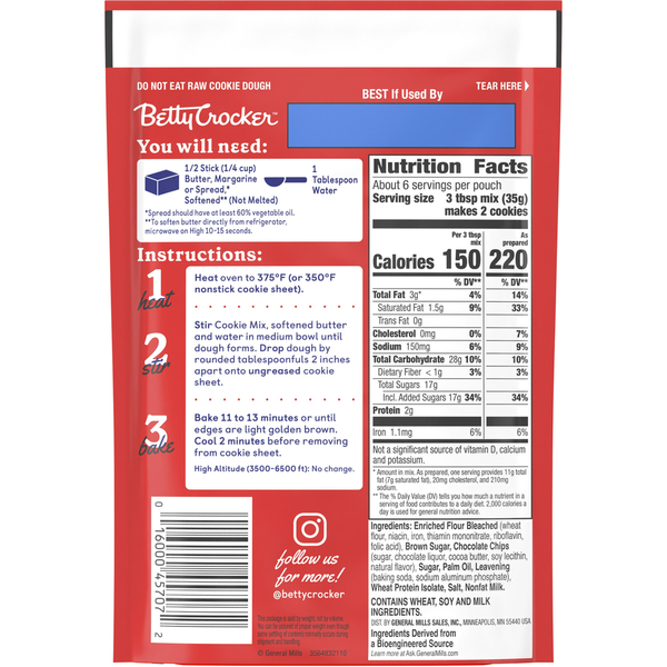 Betty Crocker Chocolate Chip Snack Size Cookie Mix