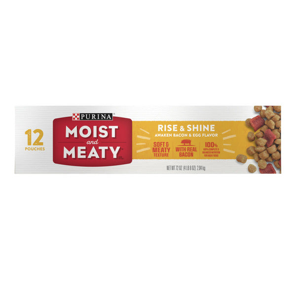 Purina Moist & Meaty Rise and Shine Awaken Bacon and Egg Flavor Soft Dog Food Pouches