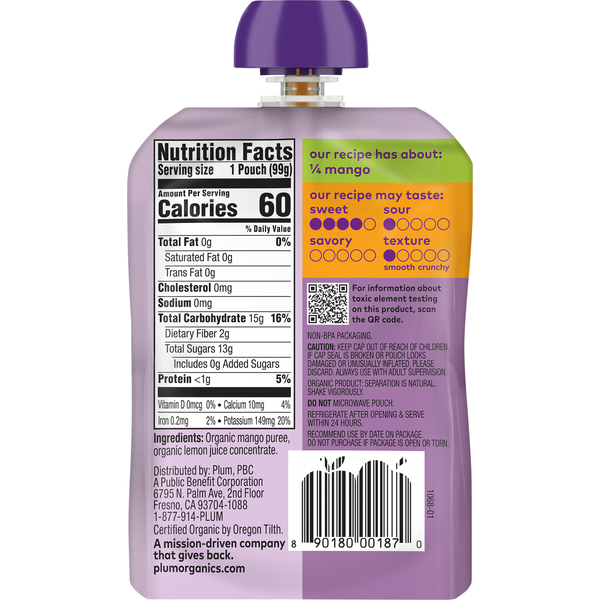 Plum Organics Just Mangos Baby Food