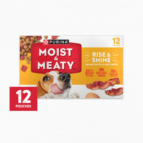 Purina Moist & Meaty Rise and Shine Awaken Bacon and Egg Flavor Soft Dog Food Pouches