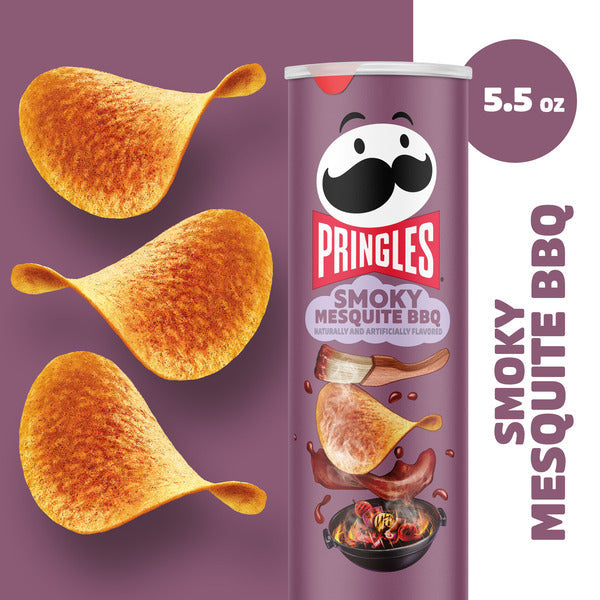 Pringles Smoky Mesquite BBQ Potato Crisps Chips, Lunch Snacks, 5.5 oz