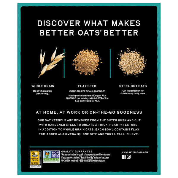 Better Oats Steel Cut Original Instant Oatmeal with Flax Seeds
