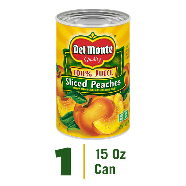 Del Monte Yellow Cling Sliced Peaches in 100% Juice, Canned Fruit