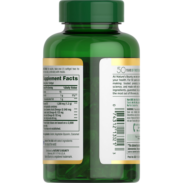 Nature's Bounty Flaxseed Oil, 1200 mg, Rapid Release Softgels