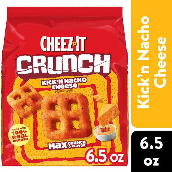 Cheez-It Crunch Kick'n Nacho Cheese Cheesy Baked Snacks, Lunch Snacks, 6.5 oz