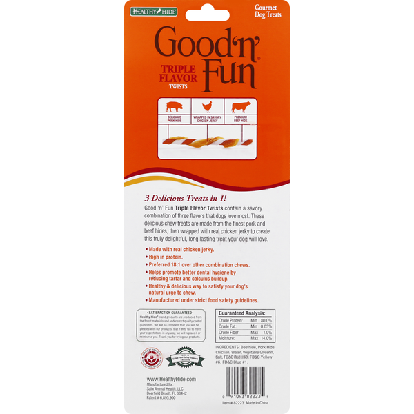 Good 'n' Fun Dog Treats, Gourmet, Triple Flavor, Twists