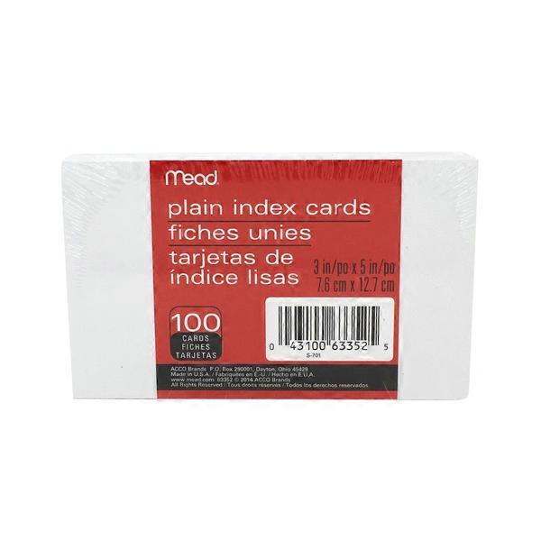Mead 3 X 5 Plain Index Cards