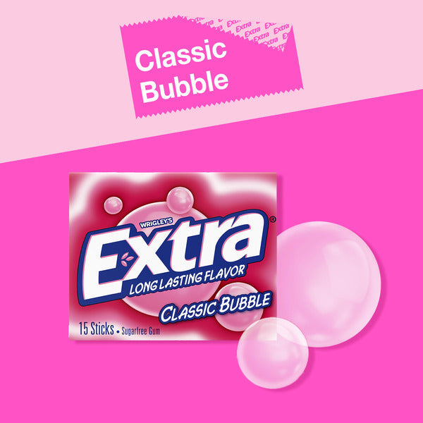 Extra Extra Long Lasting Flavor Classic Bubble Sugar Free Gum