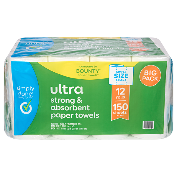 Simply Done Paper Towels, Strong & Absorbent, Ultra, 2-Ply, Big Pack