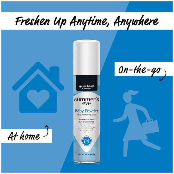 Summer's Eve Feminine Deodorant Freshening Spray, Baby Powder